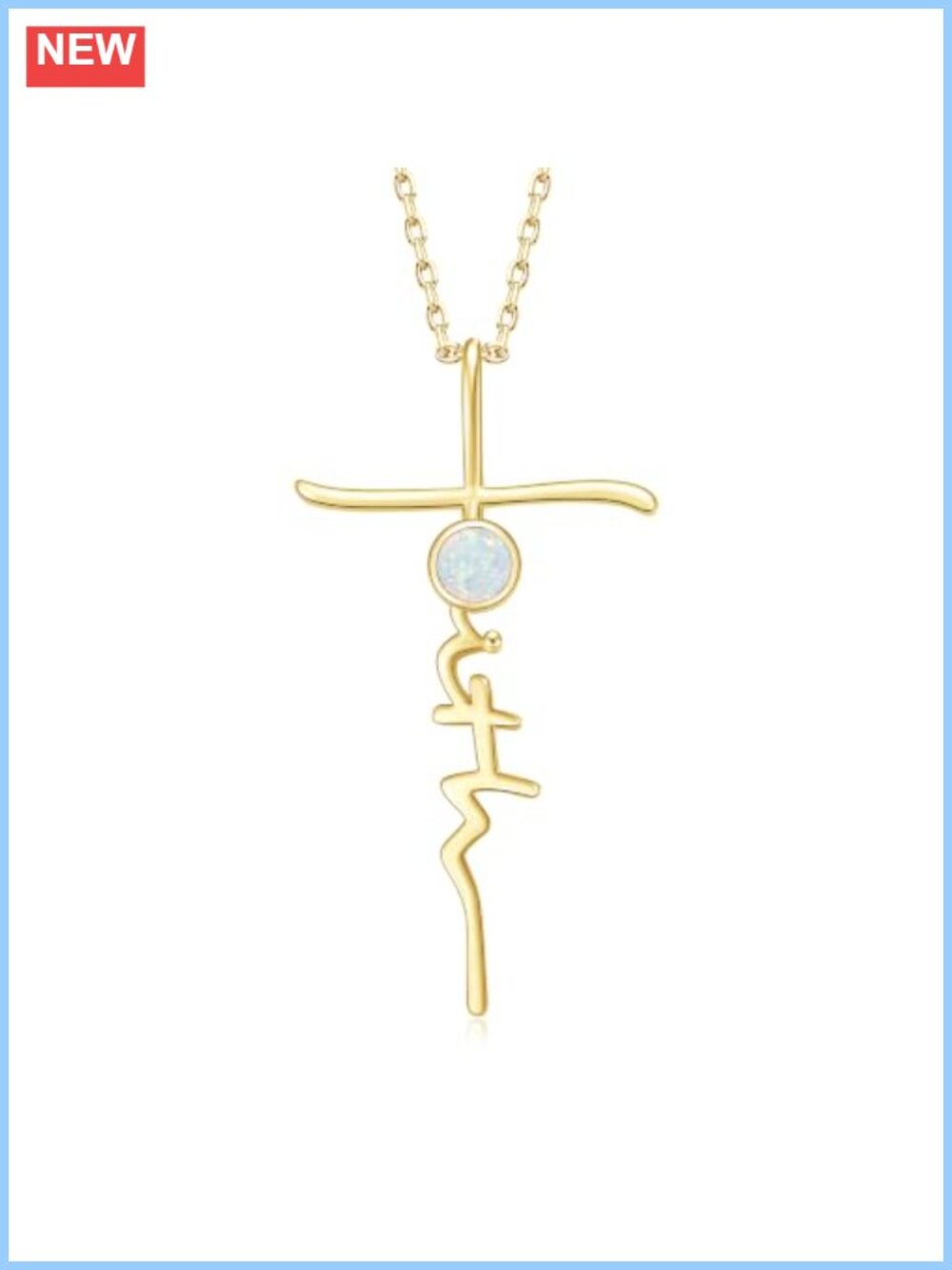 14K Gold Plated Cross Birthstone Pendant Necklace 18" Christian Gift